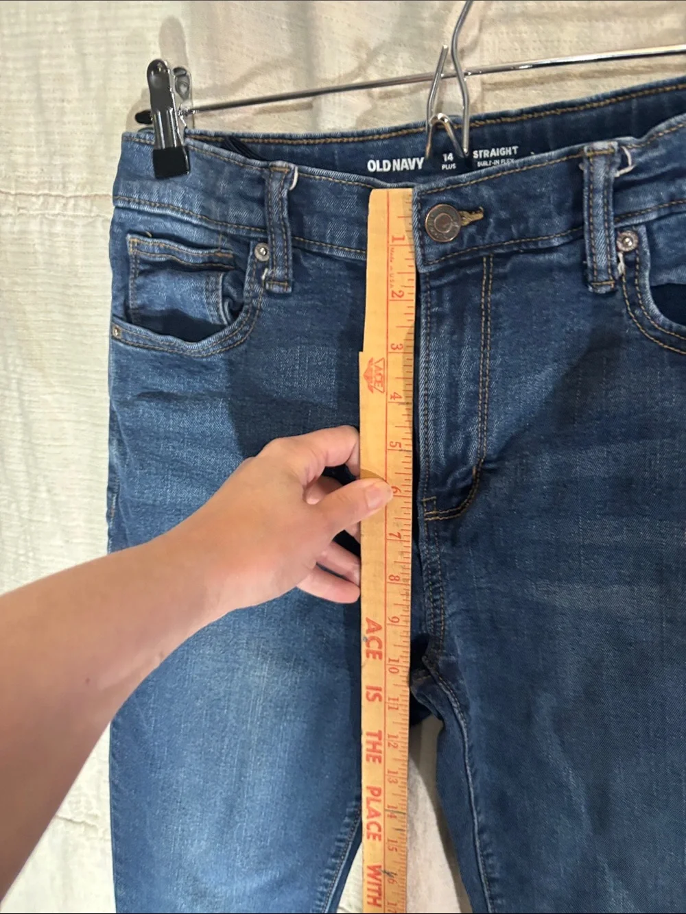 Old Navy Boys/Teens Deep Indigo Straight-Leg Jeans Adjustable Waist 14 Plus